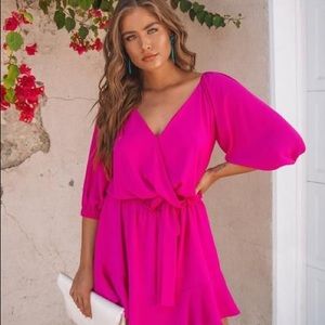 Vici Infatuation Wrap Dress - Fuchsia